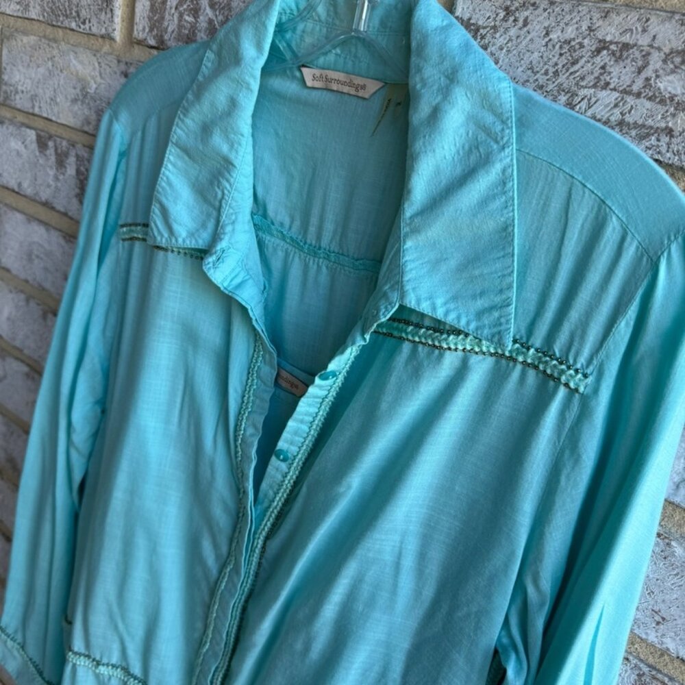 Soft Surroundings Long Sleeve 1/2 Button Collared Blouse / Cami Women's Size M. - Picture 9 of 10
